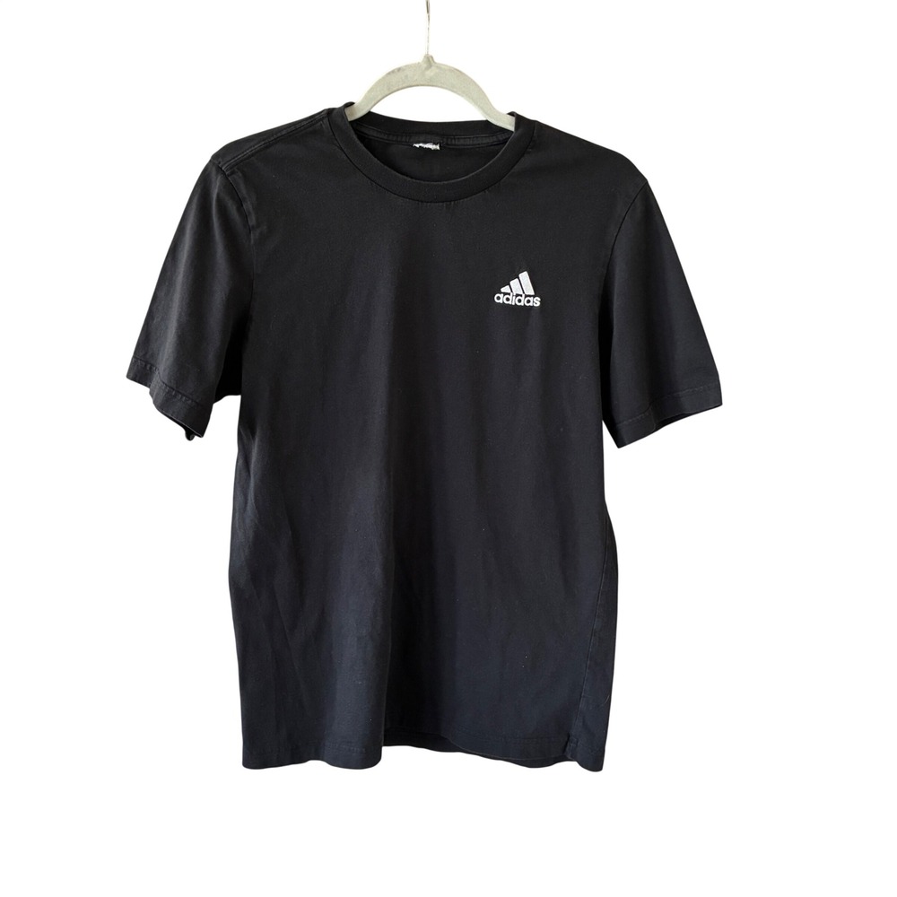 Adidas T-Shirt unisex Medium Black Embroidered Logo Short Sleeve Crew Neck
